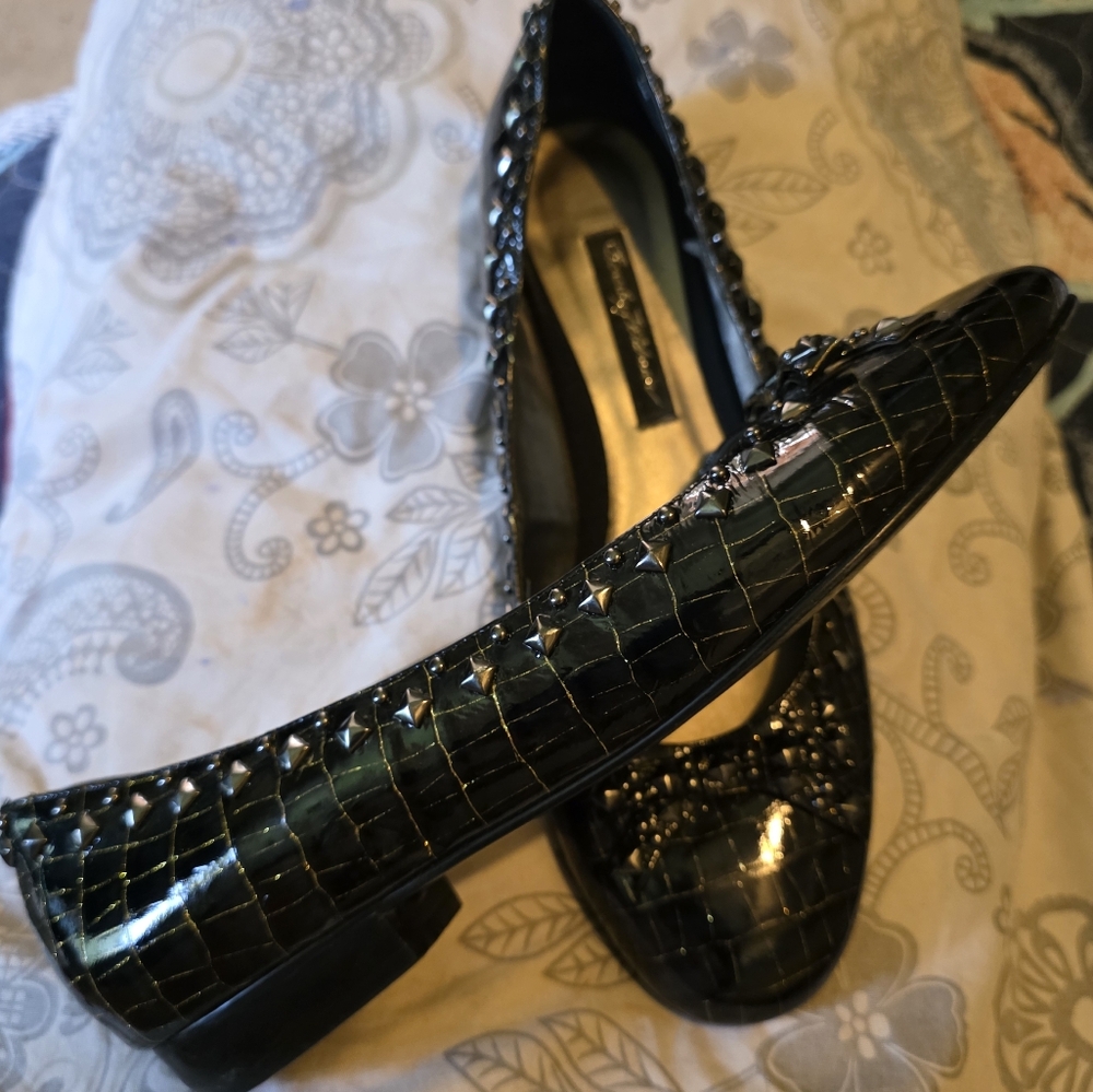 Beverly Feldman Black Patent Leather Flats